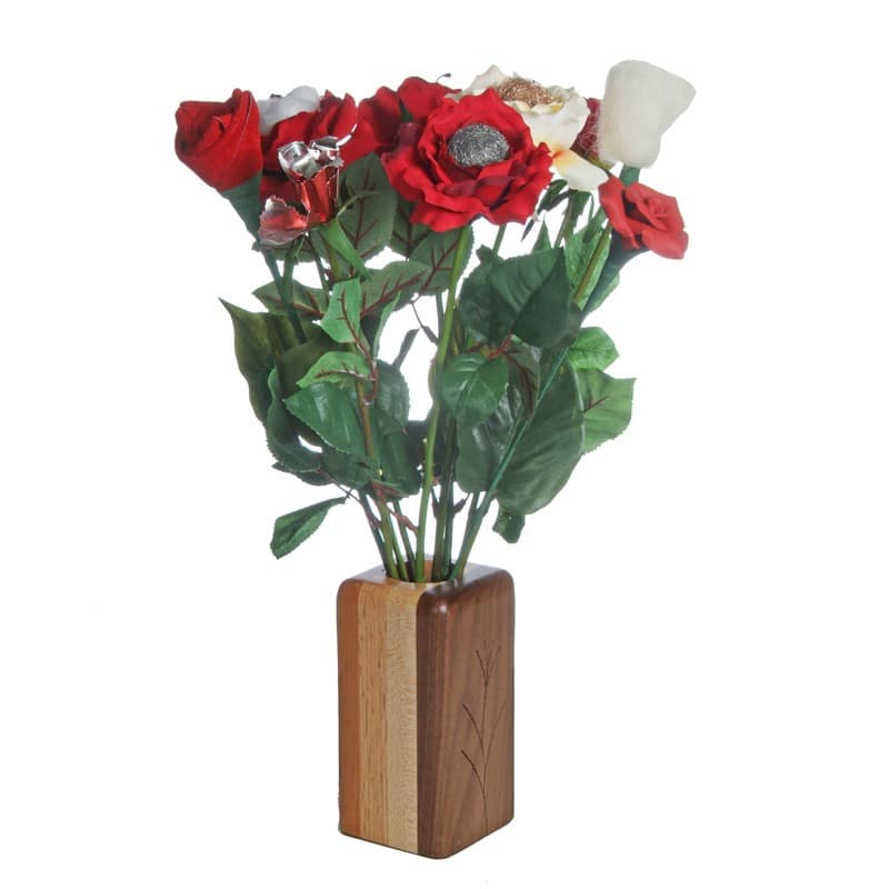 forged flower with FREE burnished wood base Cream steel handmade metal rose flower Sculpture for loved one and 11th Wedding anniversary